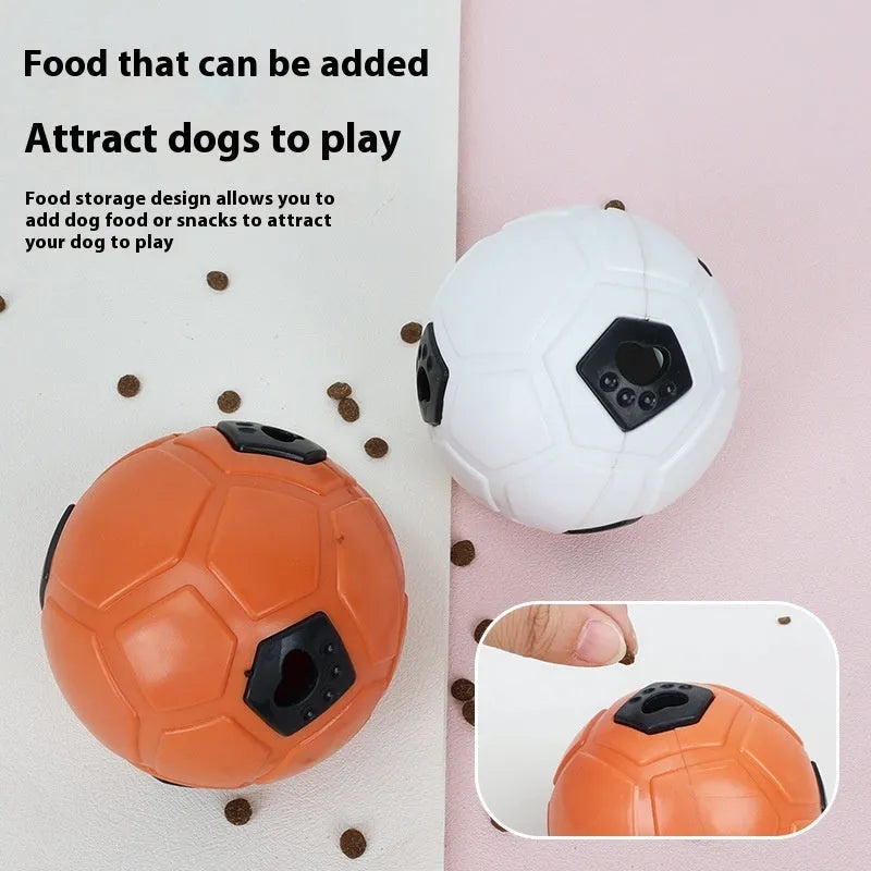 Orange and white TPR rubber dog ball toy for teeth grinding and nibbling