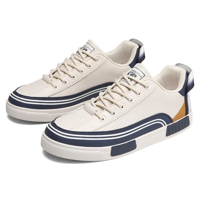 Men's canvas mesh casual shoes in beige white and green colours with flat heel round toe design