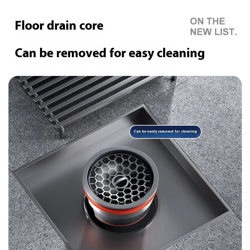 304 stainless steel gun grey courtyard floor drain with 15x15cm dimensions and deodorant core