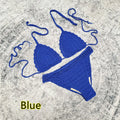 Women's handmade crochet three-piece bikini and beach skirt swimsuit set in solid colours