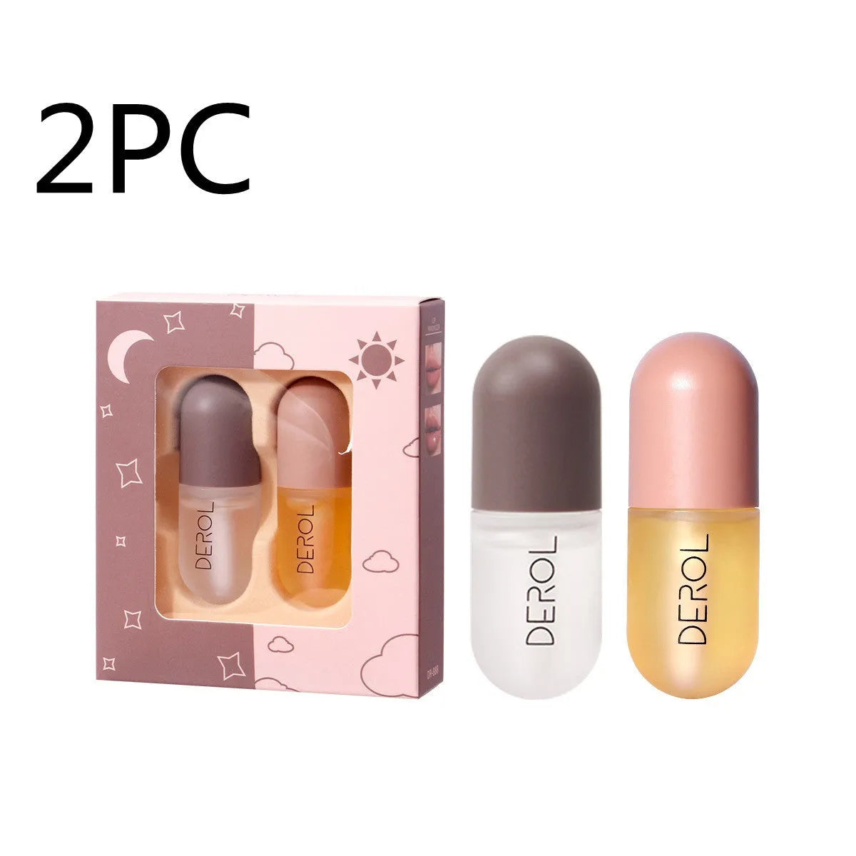 Clear lip plumper oil 5.5ml in light yellow formula with applicator wand for chapped dry lip care