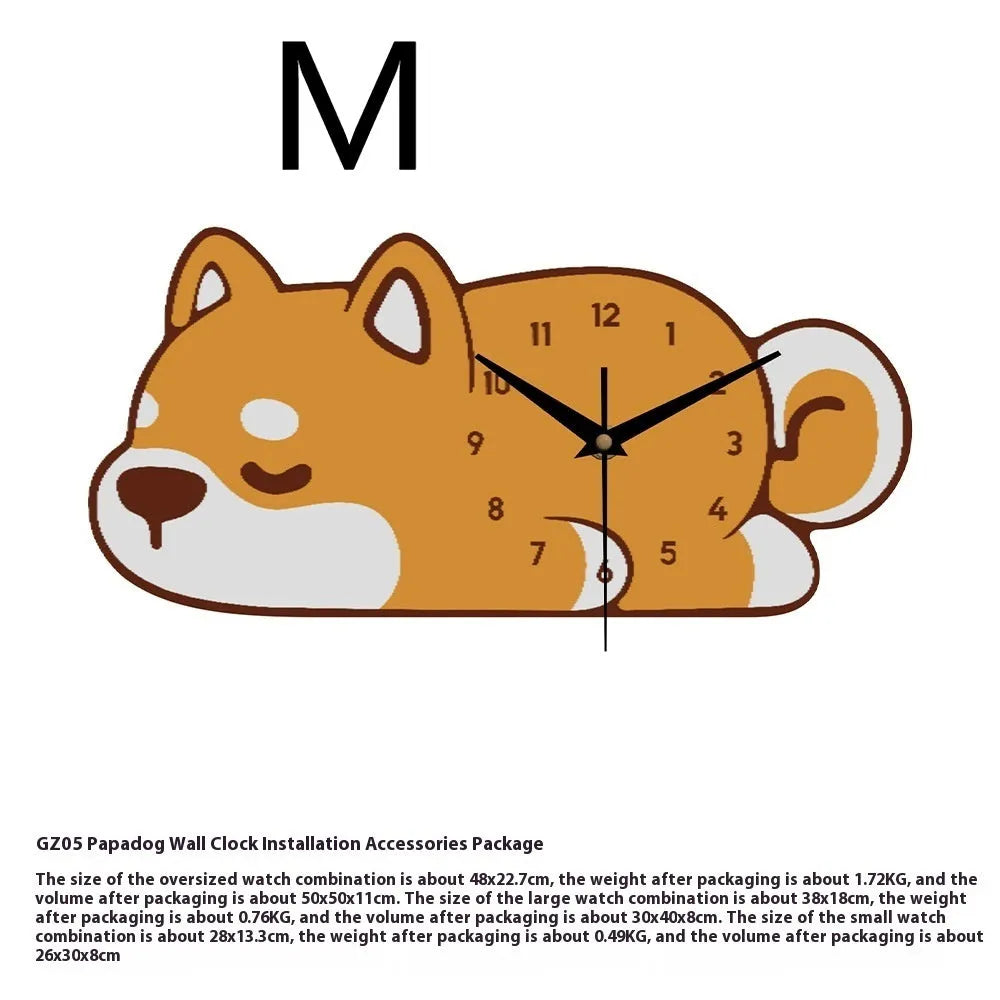 Cream style noiseless wall clock with frameless poplar frame, Cat Dog Lion designs, three sizes