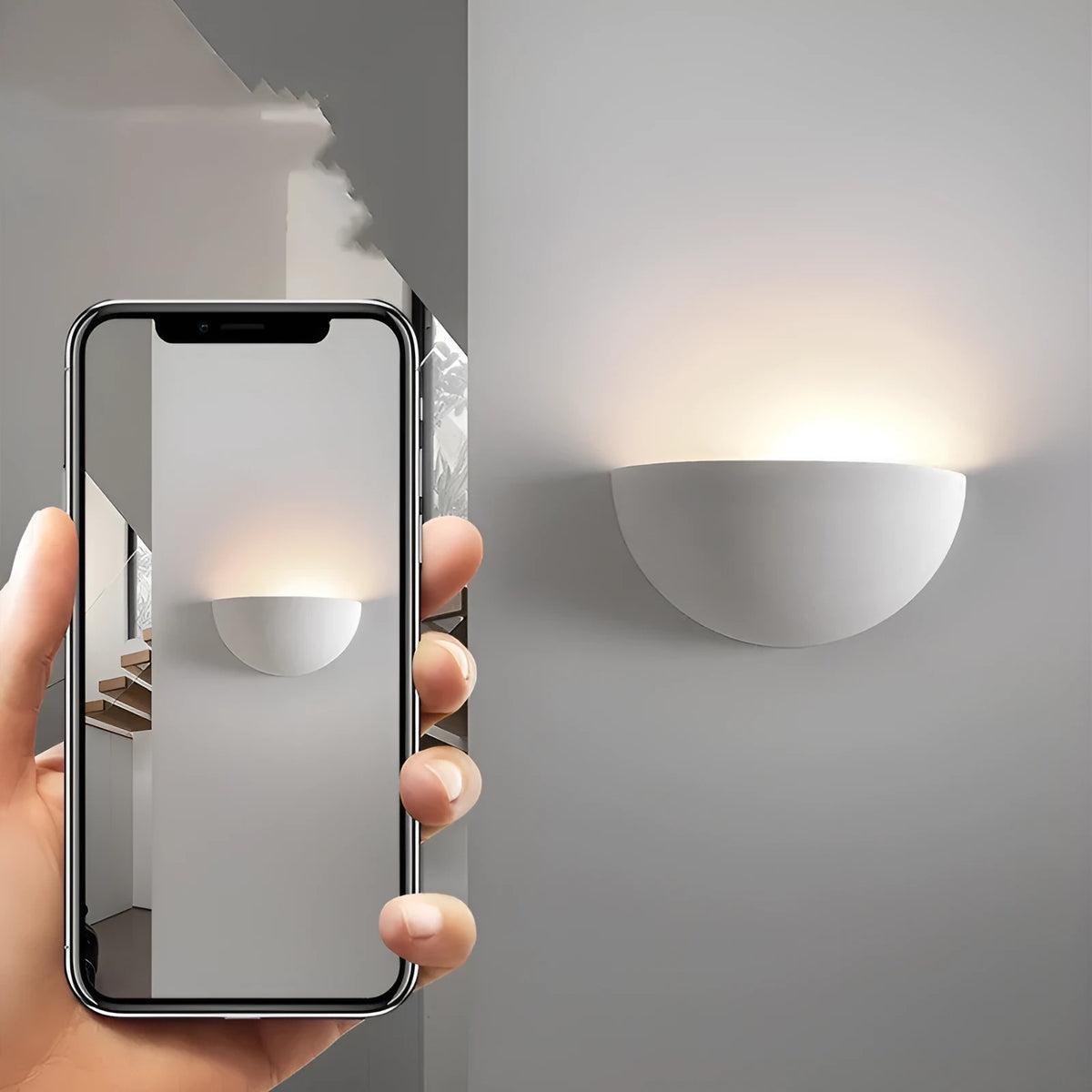 Gypsum aluminium bedside lamp with switch control for TV background wall, 3000K 4000K light colour