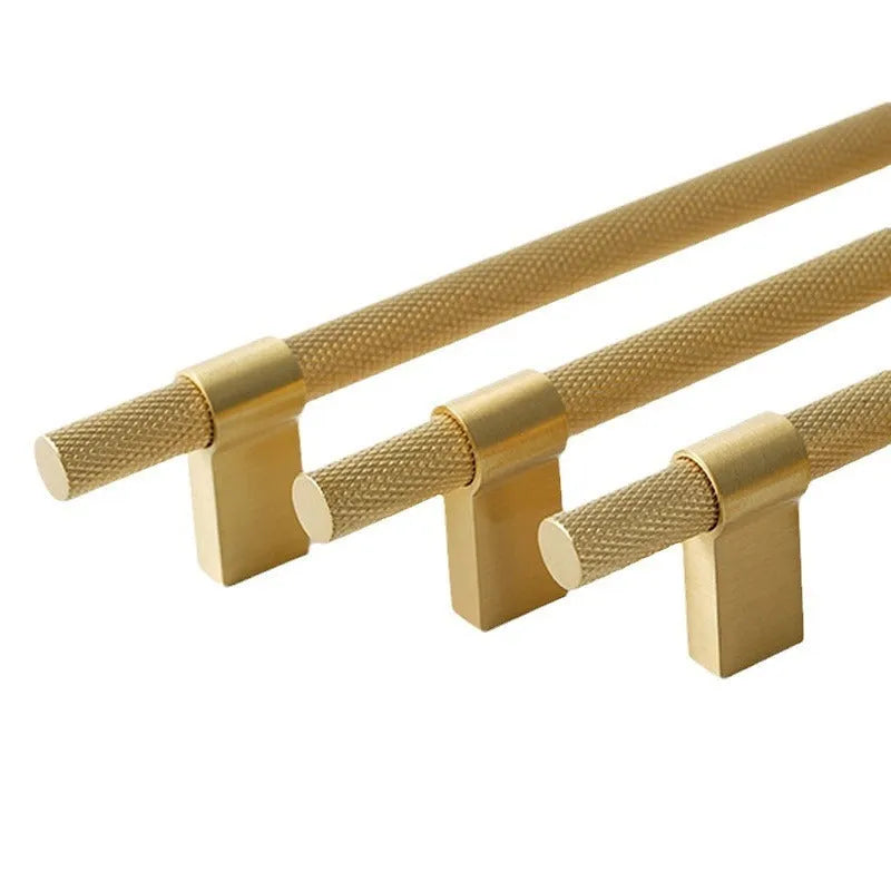Brass knurled cabinet handle with polished brushed sealing glaze finish for wardrobes, drawers, and cupboards