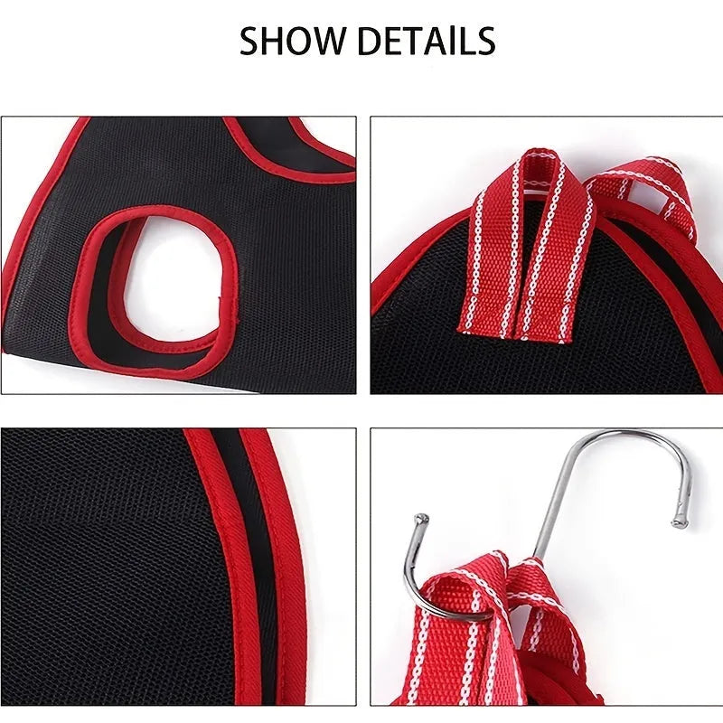 Pet grooming hammock restraint bag suspended for cat or dog nail clipping and bathing