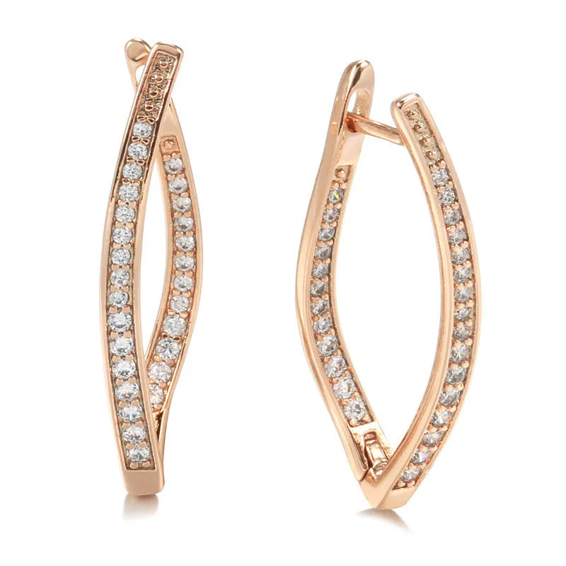 Geometric zircon drop earrings for women in H0493 colour with copper construction