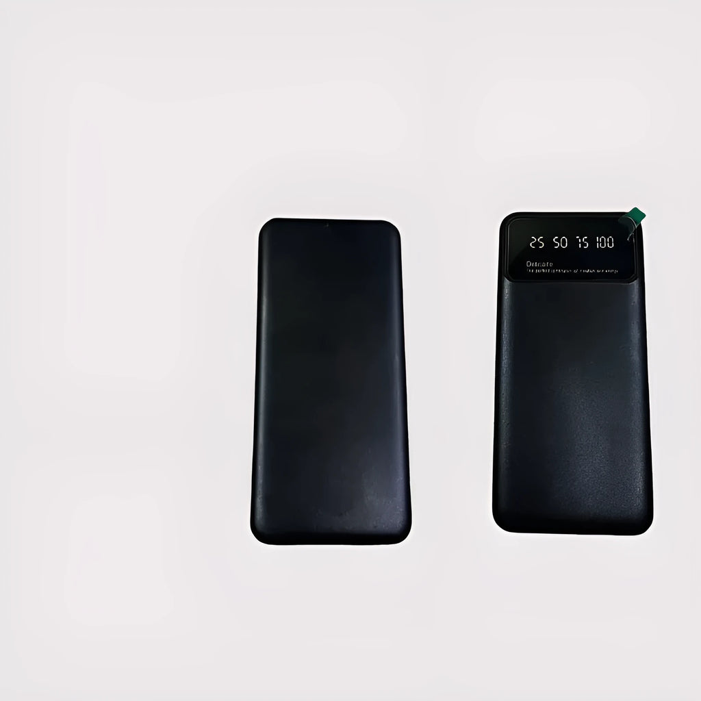 Black ultra-thin 10000mAh power bank with compact portable design