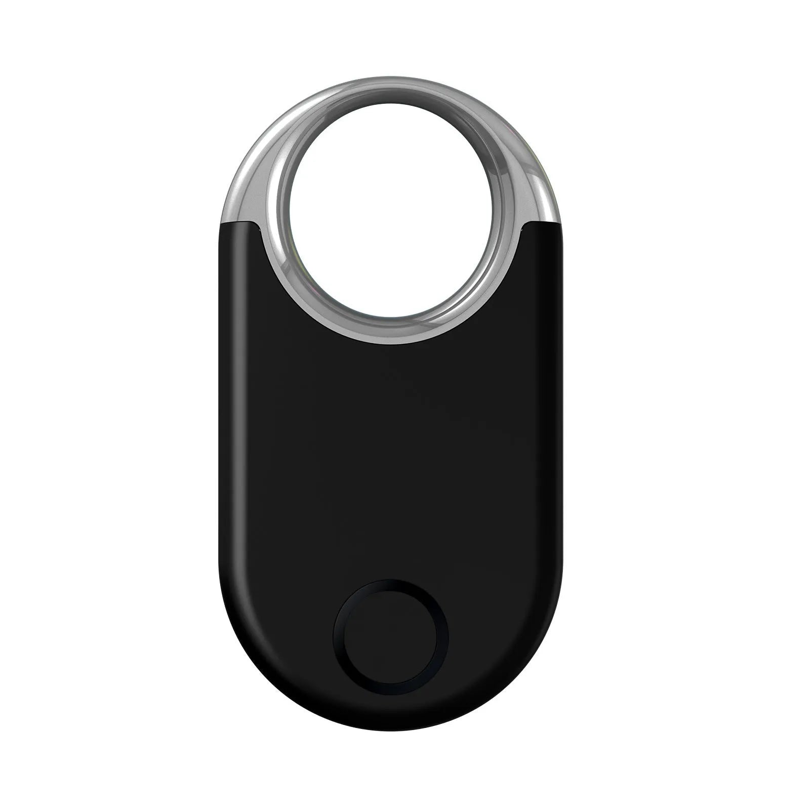 Black and white GPS pet and child tracker device showing compact size and USB charging port