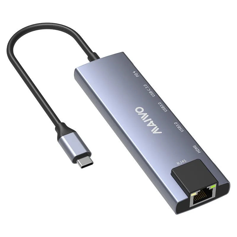 Steam Deck six-in-one aluminium docking station with HDMI, Ethernet, and USB ports.