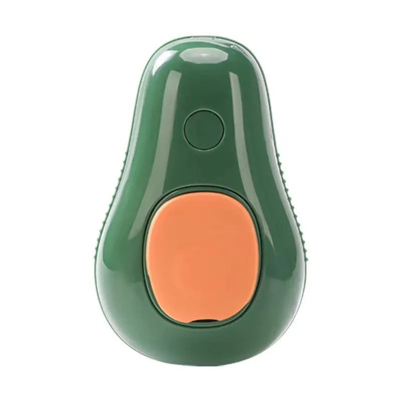 Handheld pet grooming spray brush with massage comb in avocado green colour