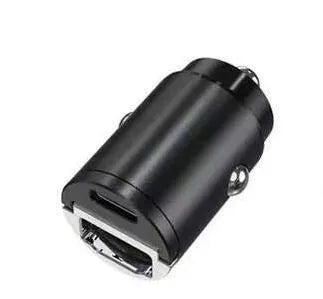 30W car cigarette lighter charger with dual PD and QC ports in zinc alloy housing