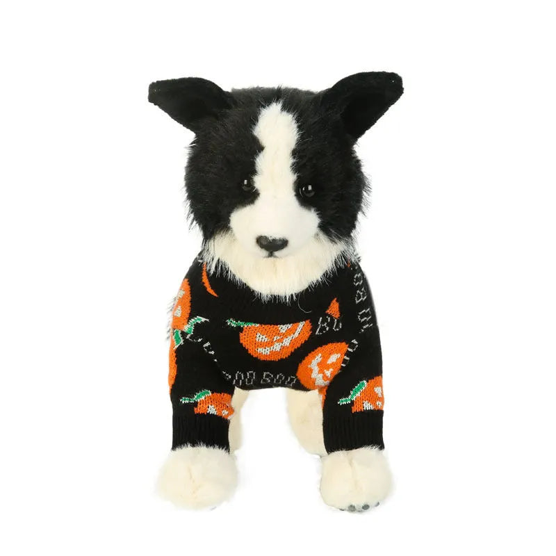 Black dog sweater with orange pumpkin pattern for Halloween pet clothing