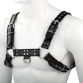 PU leather strap corset with edge-wrapped binding in black with red edging