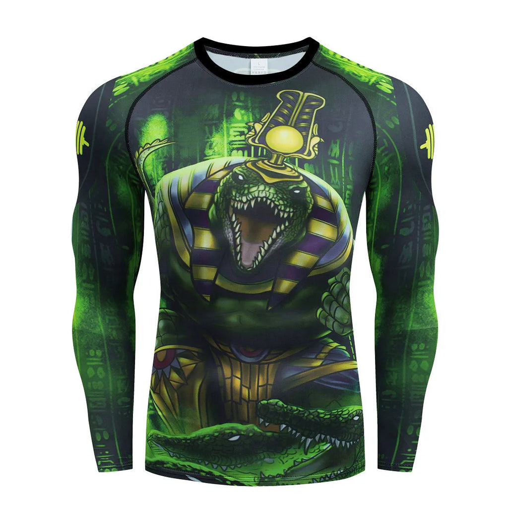 Men's slim-fit ZF016 style athletic suit with printed pattern, featuring a long sleeve top and trousers for sports.