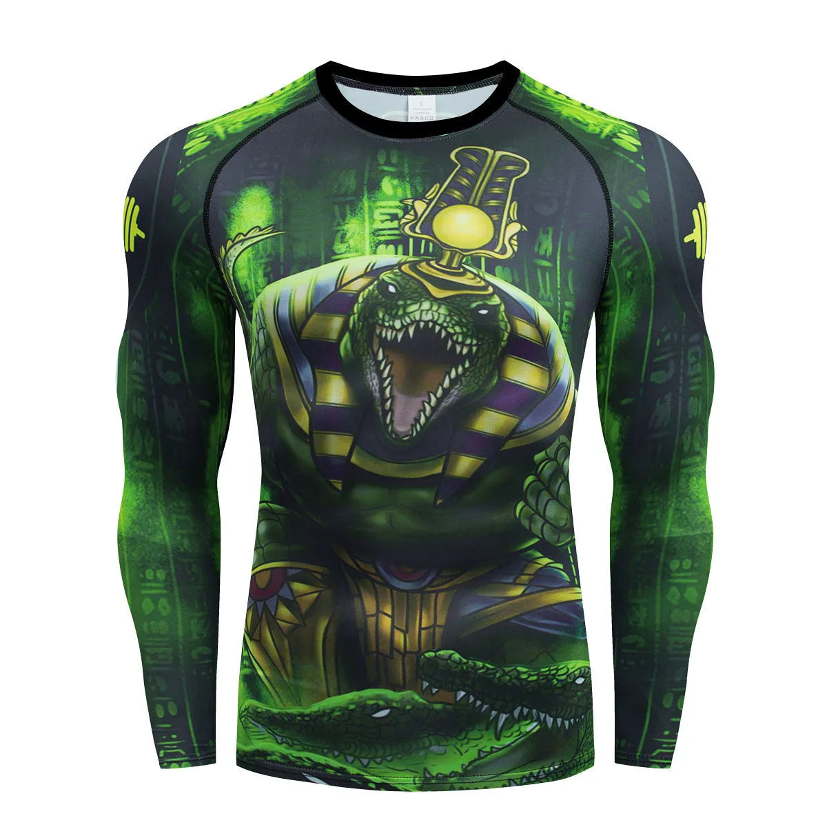 Men's slim-fit ZF016 style athletic suit with printed pattern, featuring a long sleeve top and trousers for sports.