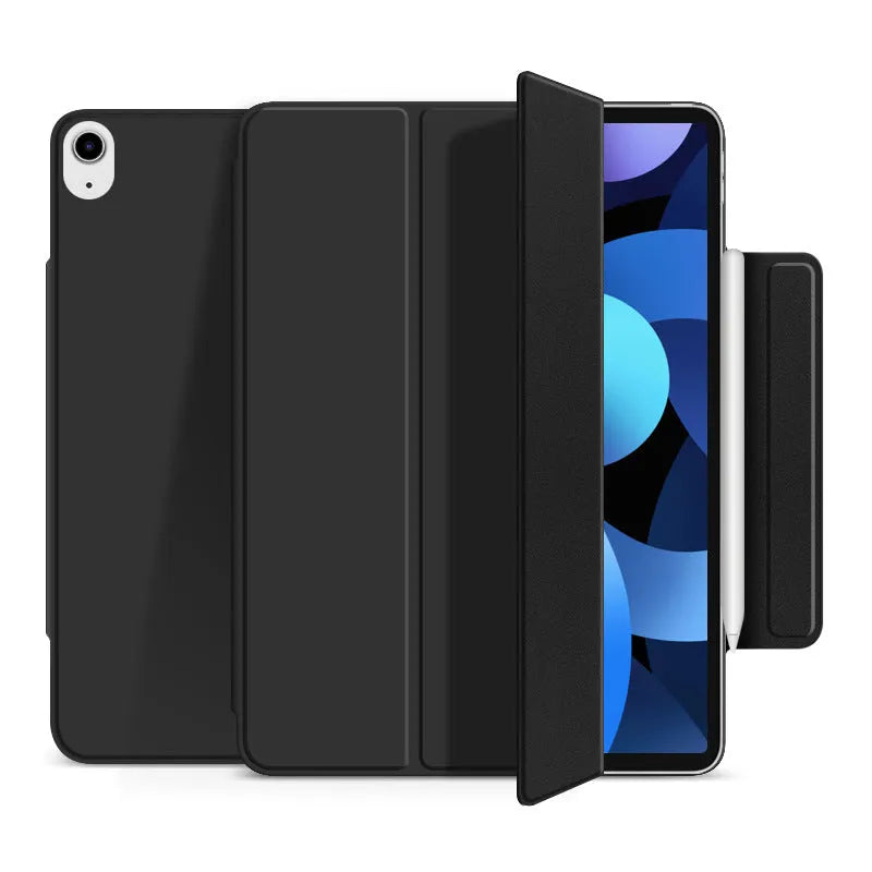 Leather tablet case with magnetic double-sided clip in clamshell style available in multiple colours