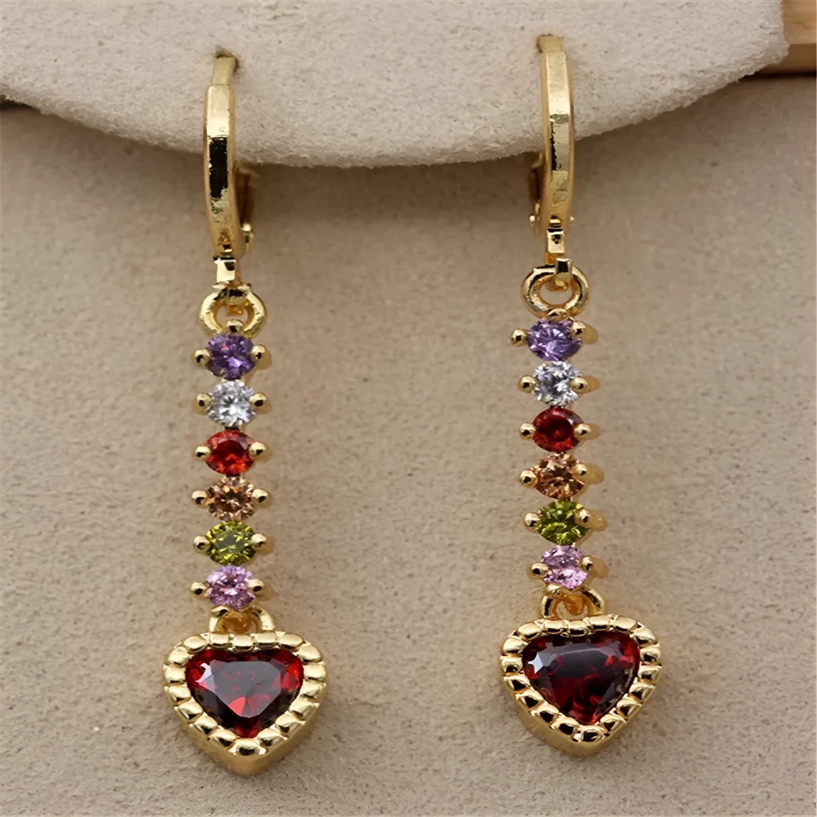 Women's heart-shaped alloy earrings with electroplated gold or silver finish