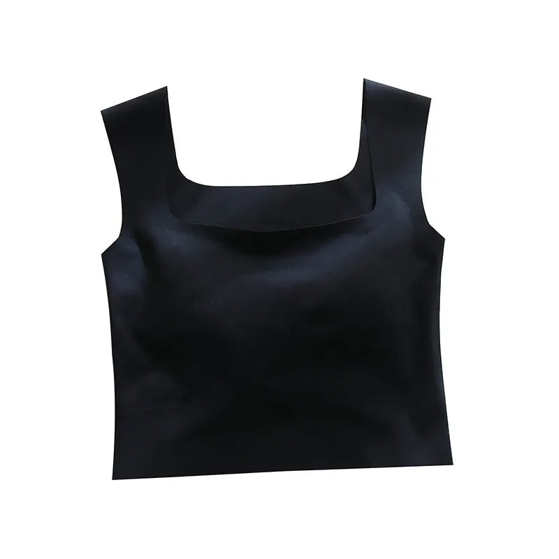 Women's non-marking sling vest with chest pad in nylon fabric with seamless beauty back design