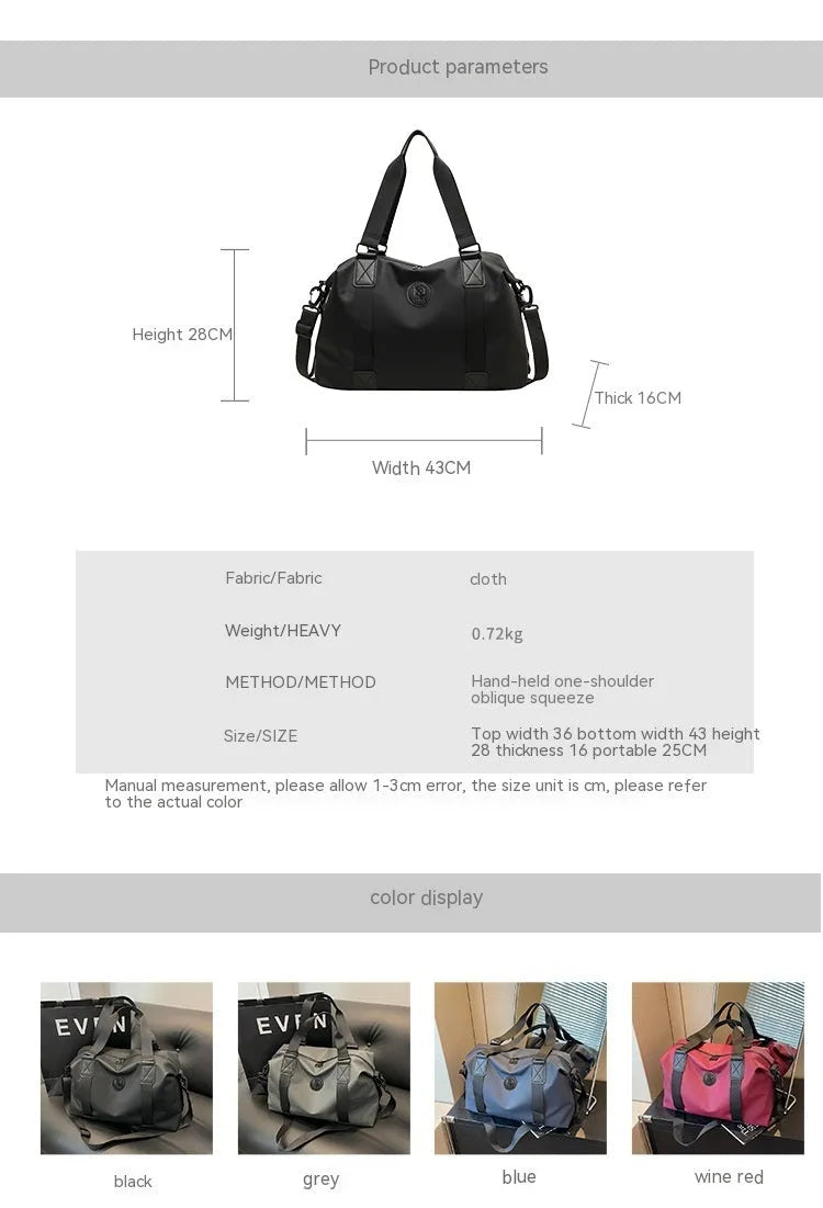 Waterproof Oxford cloth travel luggage bag in solid colour with 36-55 litre capacity