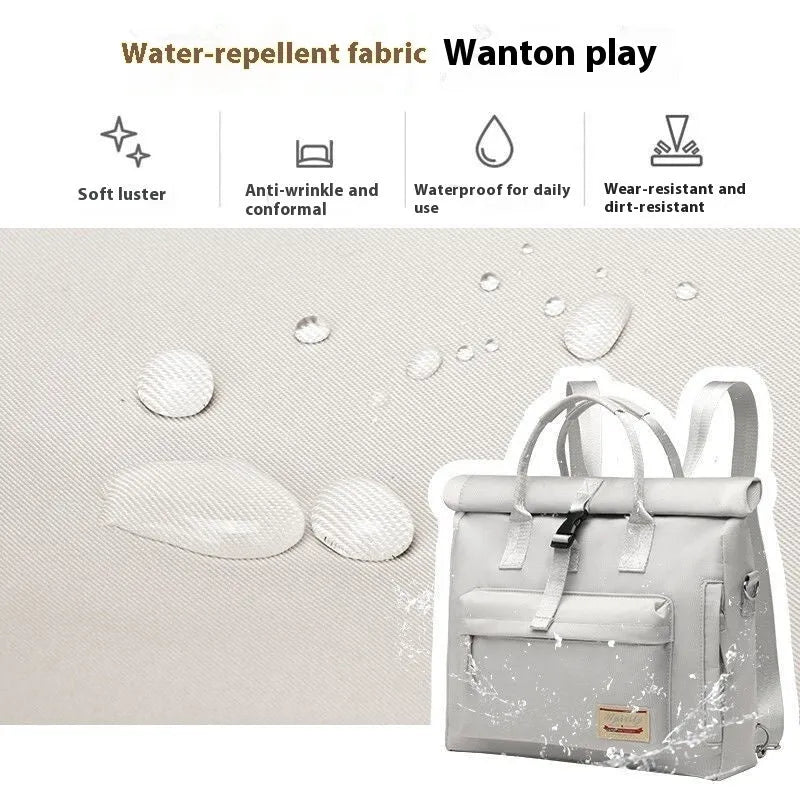 Shockproof anti-drop laptop sleeve case in waterproof nylon, shown in beige grey colour, suitable for 13 to 15.6 inch laptops.