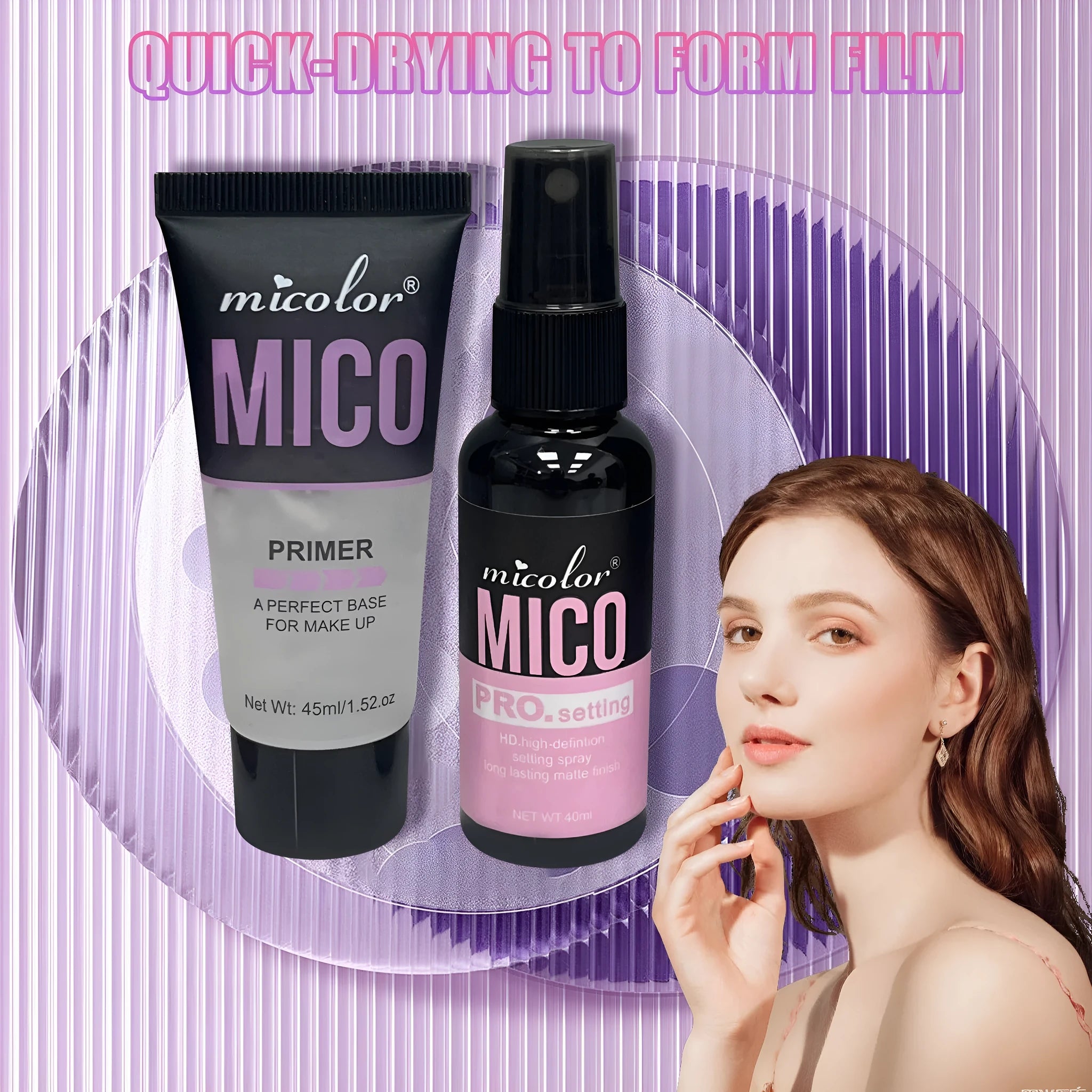 Makeup primer and final sealer two-in-one spray bottle with 85ml total content transparent formula