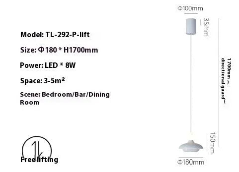 Modern minimalist adjustable bedside pendant light in Nordic style with three colour settings