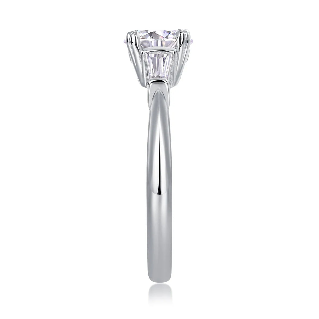 Moissanite wedding ring set 1 carat S925 silver platinum plated in yellow gold, rose gold, and platinum finishes