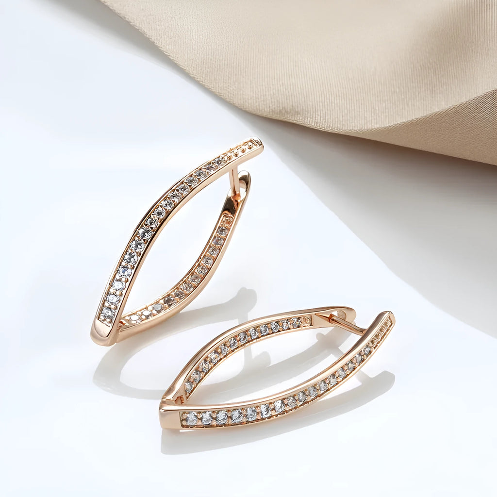 Geometric zircon drop earrings for women in H0493 colour with copper construction