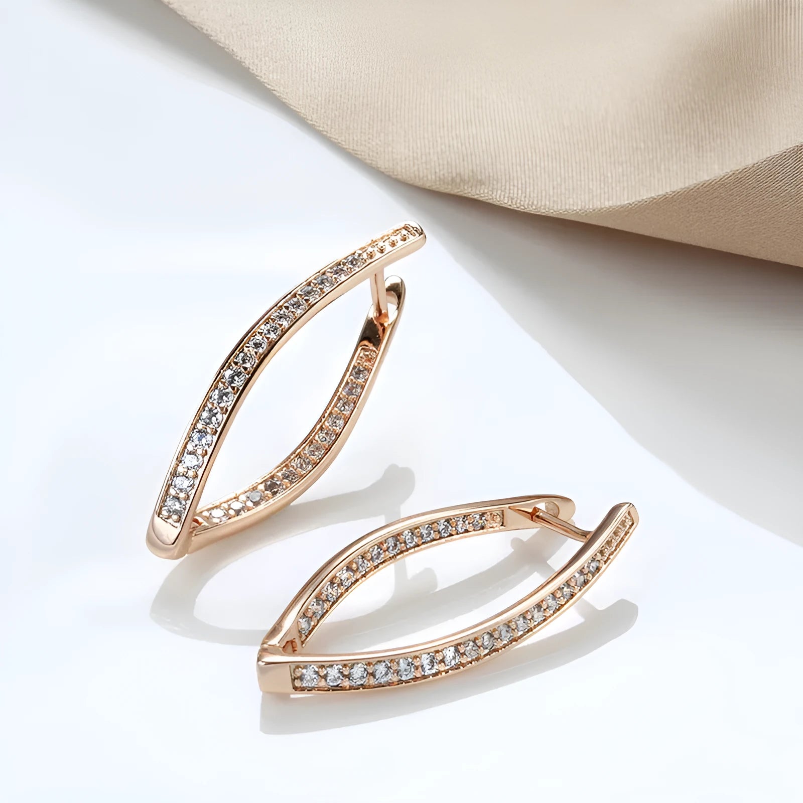 Geometric zircon drop earrings for women in H0493 colour with copper construction