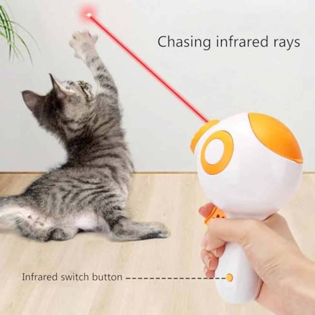 Green, orange, and pink dog treat launcher toy measuring 15.5 cm by 9 cm by 8.5 cm for remote feeding and training