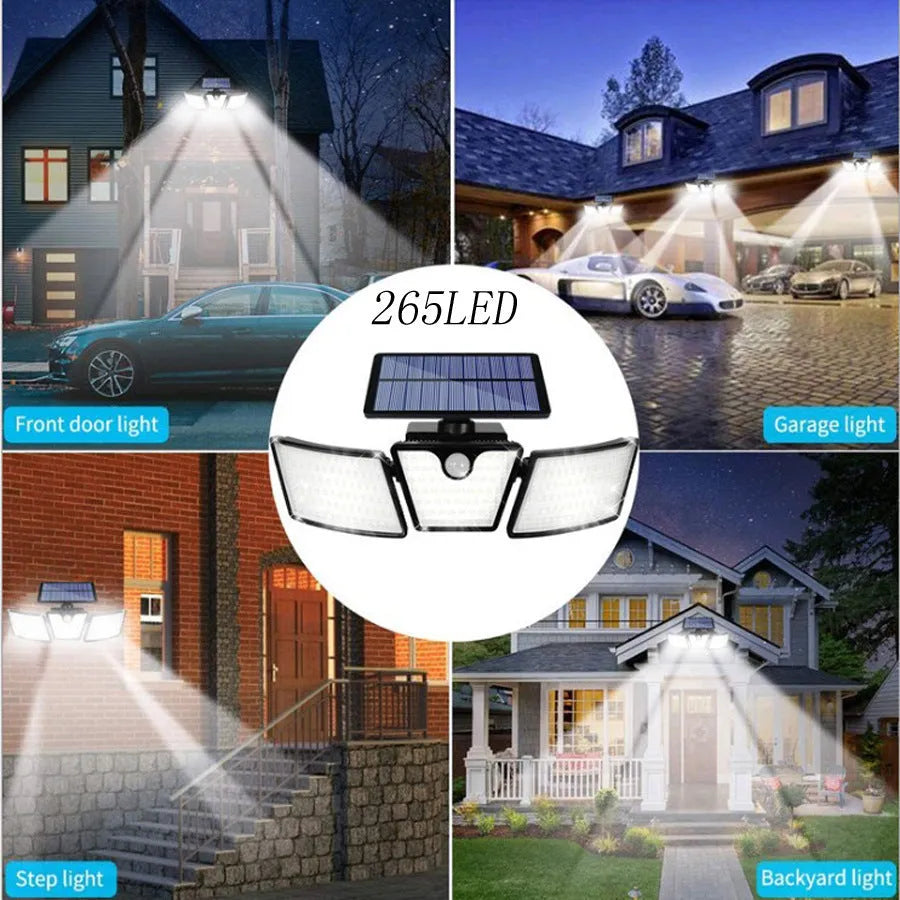 Solar light outdoor multi head human body induction garden light with ABS housing and IP65 waterproof rating