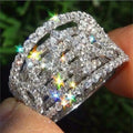 Personalized zircon micro setting ring in picture colour alloy, shown as a women's fashion ring in sizes No 6 to No 10
