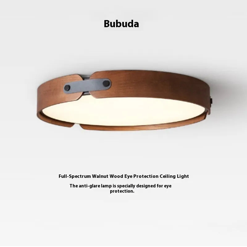 Japanese style wooden ceiling lamp with PMMA shade in warm light finish