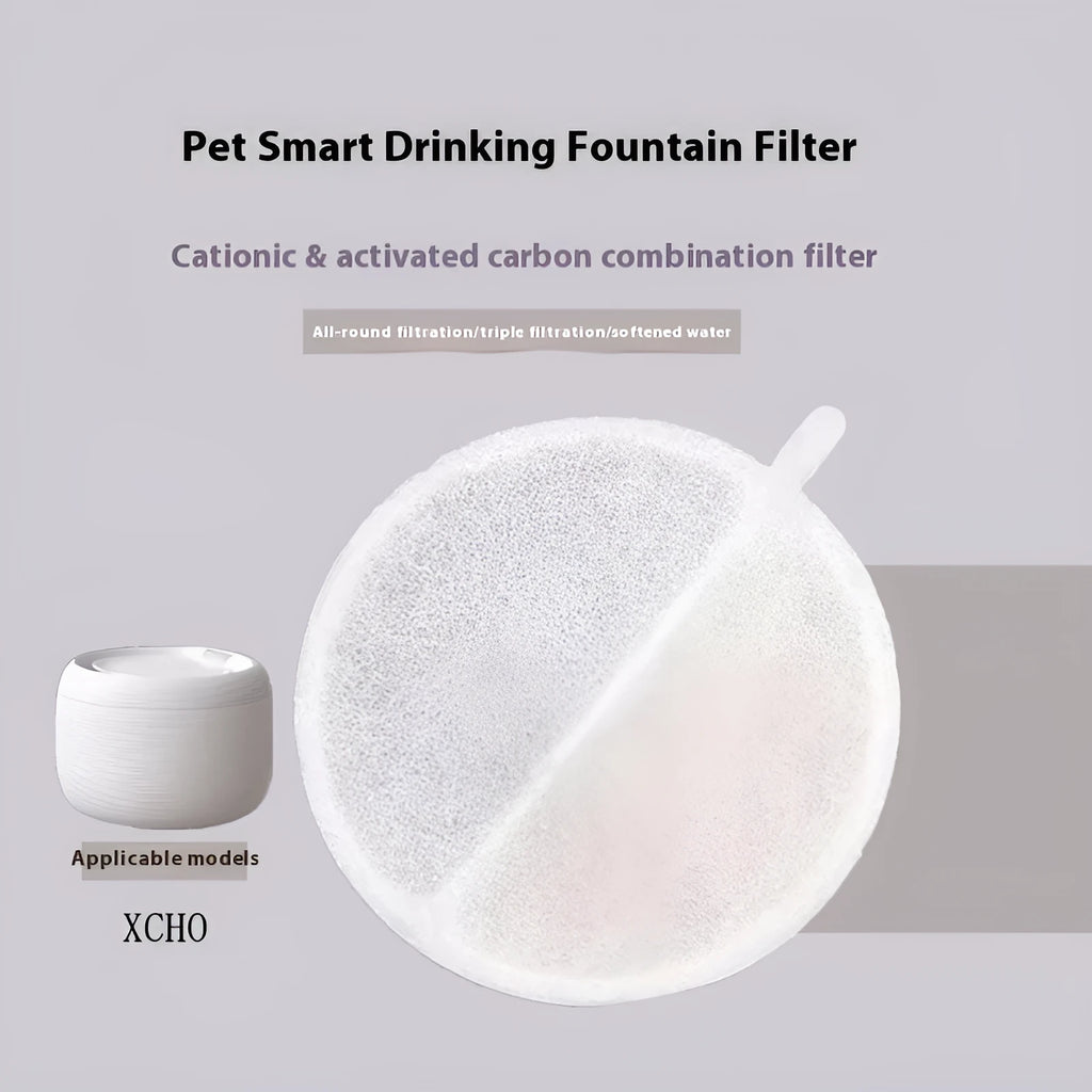 Pet water dispenser filter cartridge with coconut shell activated carbon in white and black colours for dogs and cats