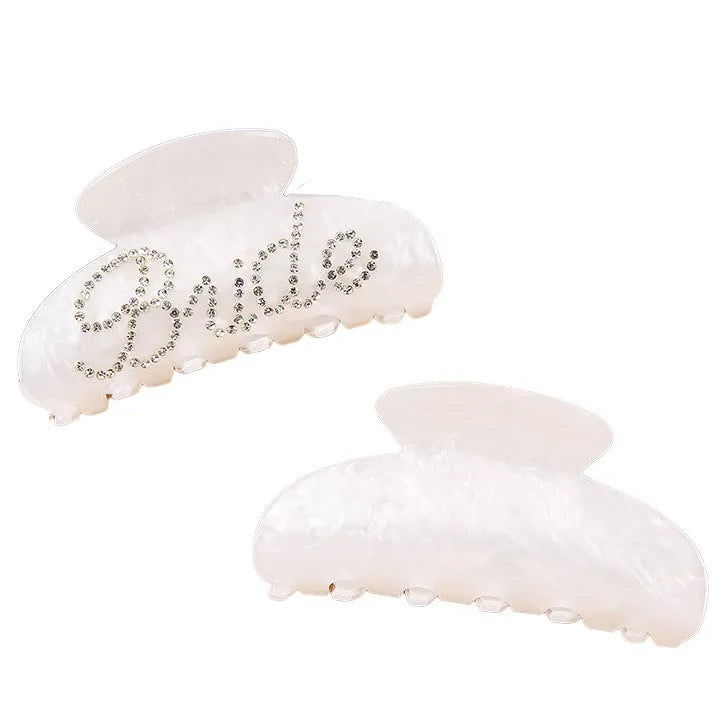 10cm pink and white acrylic shower hair clips with multi-diamond spot drill decoration