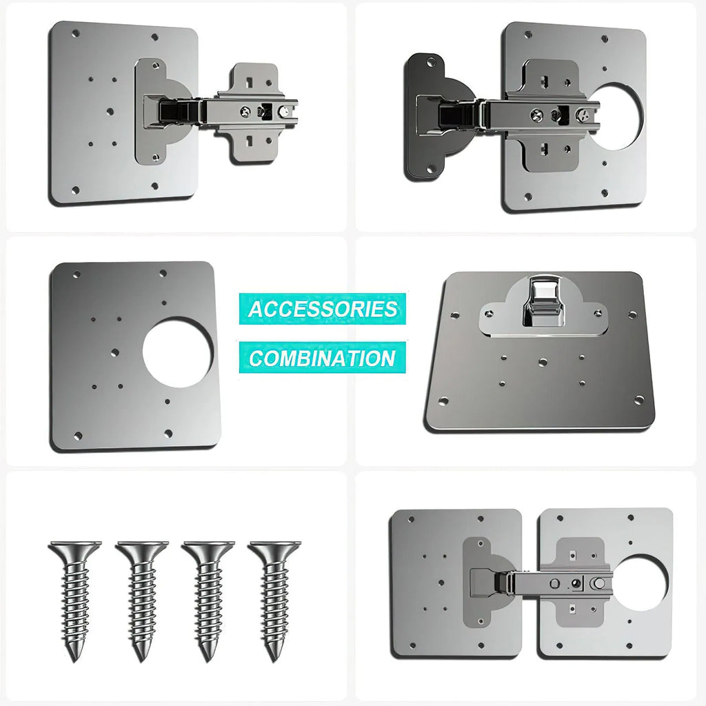 Stainless steel hinge repair installer with screws for cabinet door fixing