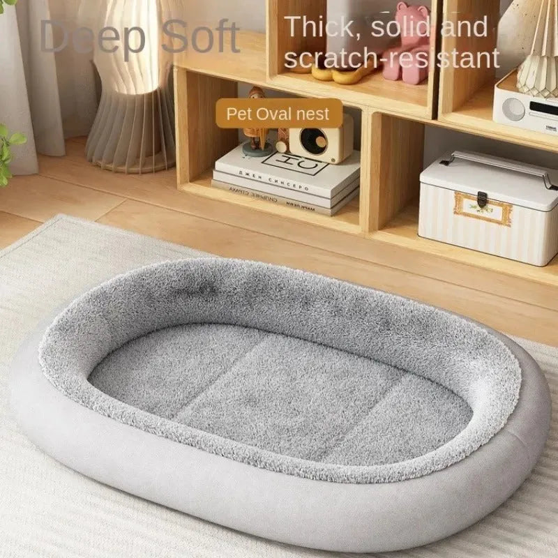 Thickened grey pet kennel with zip-up curtain for a small dog, shown indoors.