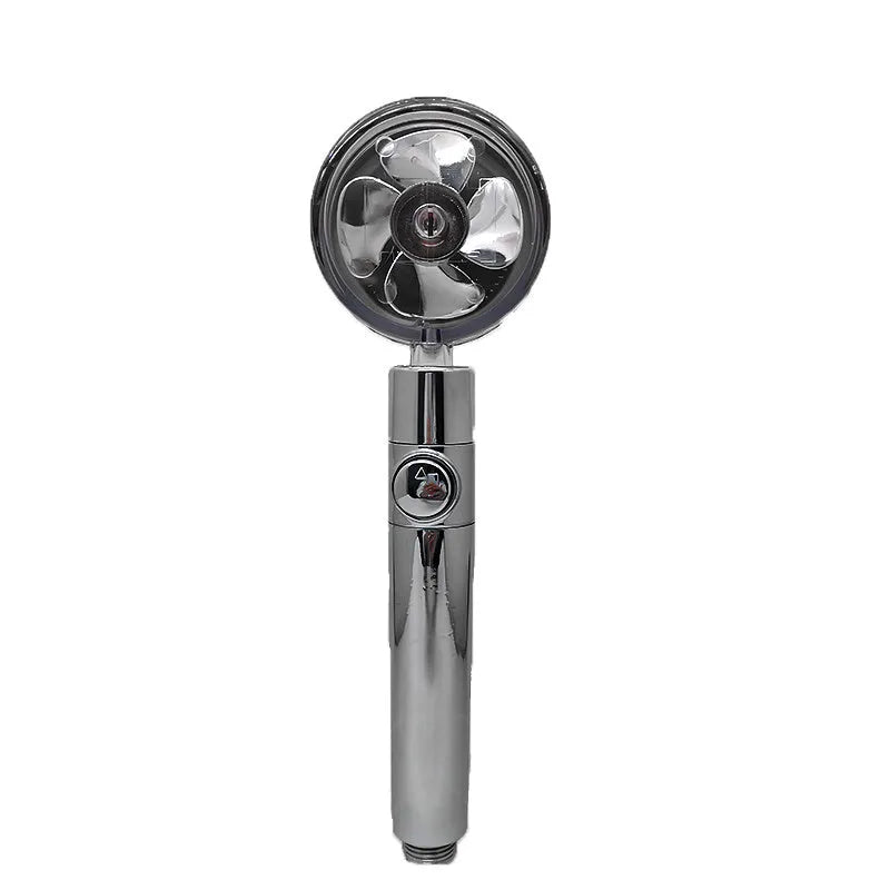 ABS water saving shower head with round head, chrome alloy finish, and 360-degree rotating joint