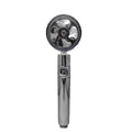 ABS water saving shower head with round head, chrome alloy finish, and 360-degree rotating joint