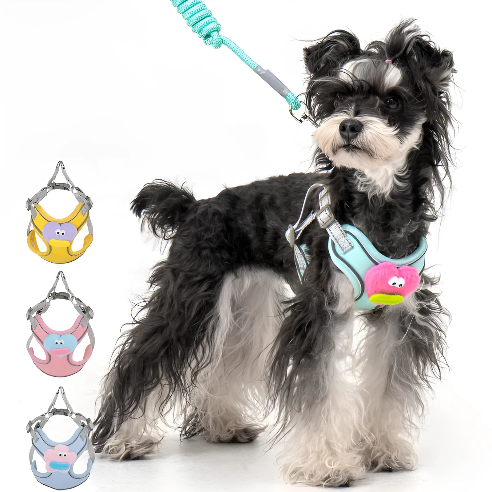 No pull dog harness with multifunction leash in blue, step-in design, reflective stitching, for medium dogs
