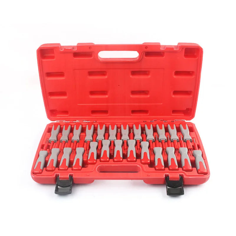 25-piece car terminal removal tool kit in a black storage case for auto electrical repair.