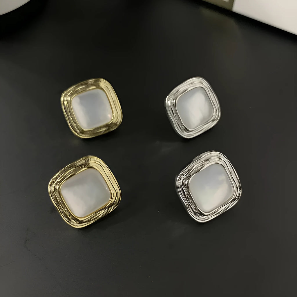 Simple geometric drop earrings made from natural shell, available in two styles, lightweight for daily wear.