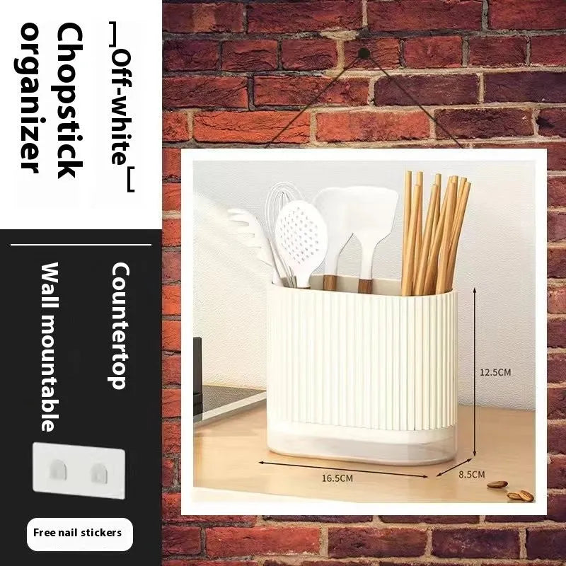 Modern plastic chopstick holder with cross-border drain design mounted on kitchen wall
