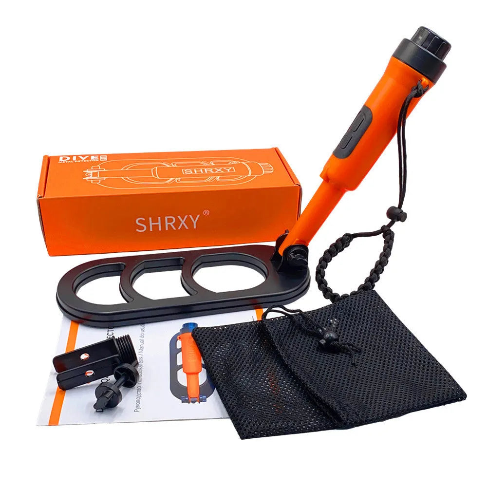 SHRXY Diving Q20 waterproof metal detector folded with retractable handle in black and orange