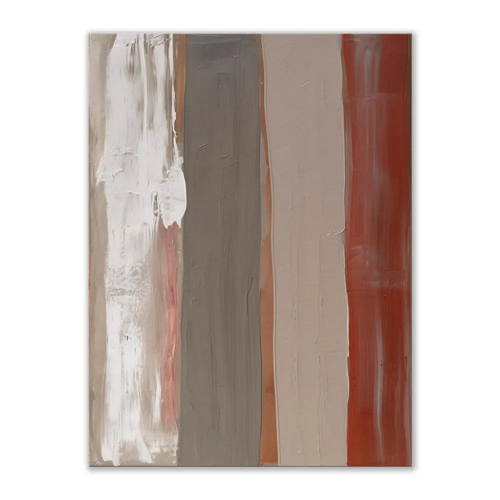 Handmade abstract oil painting on canvas in Morandi colours, rolled frameless vertical wall art