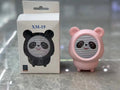 Cartoon panda desktop Bluetooth speaker in plastic, shown in one of five colours: white, pink, blue, black or brown.
