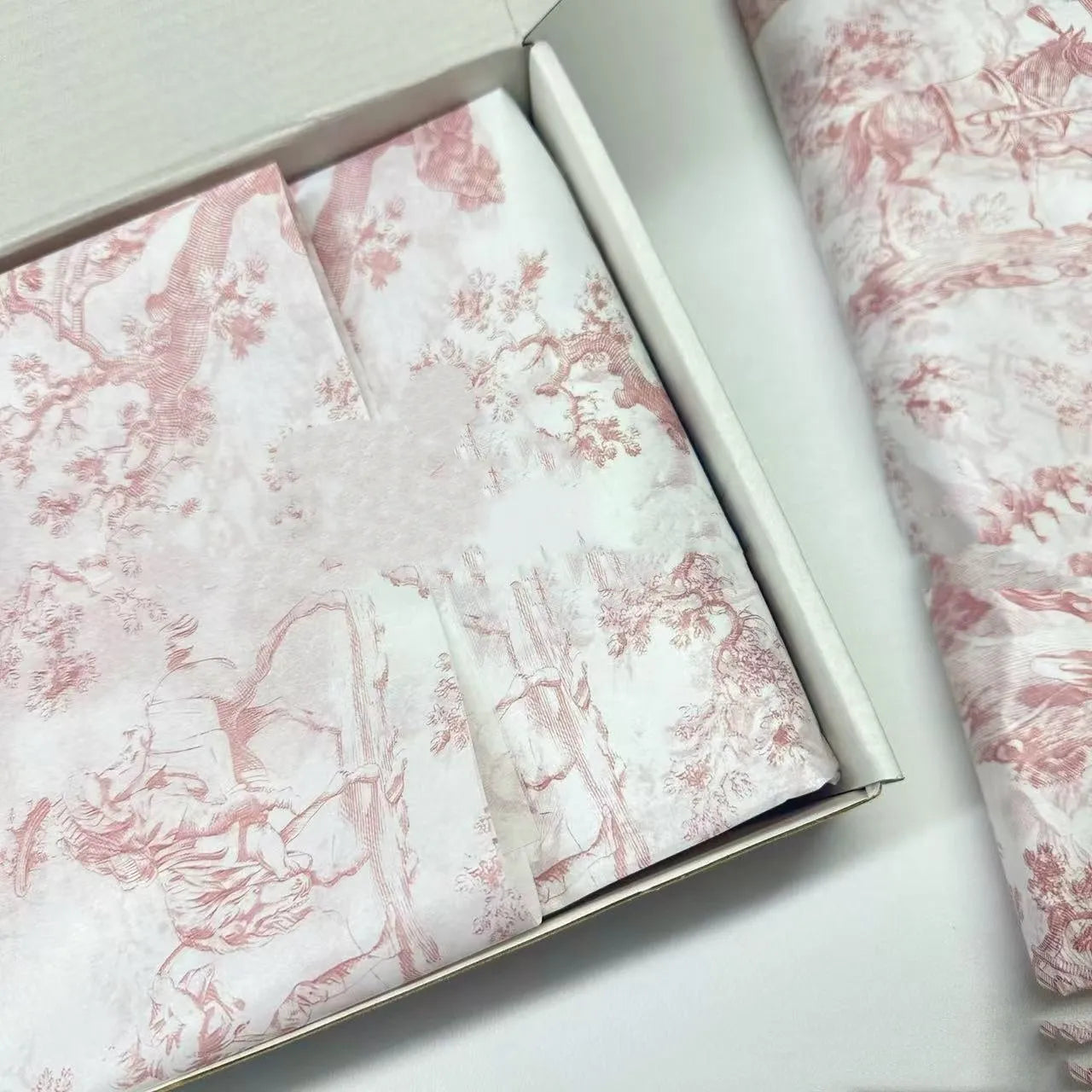 French romantic style decorative tissue paper in pink purple and green purple colours measuring 50x70cm