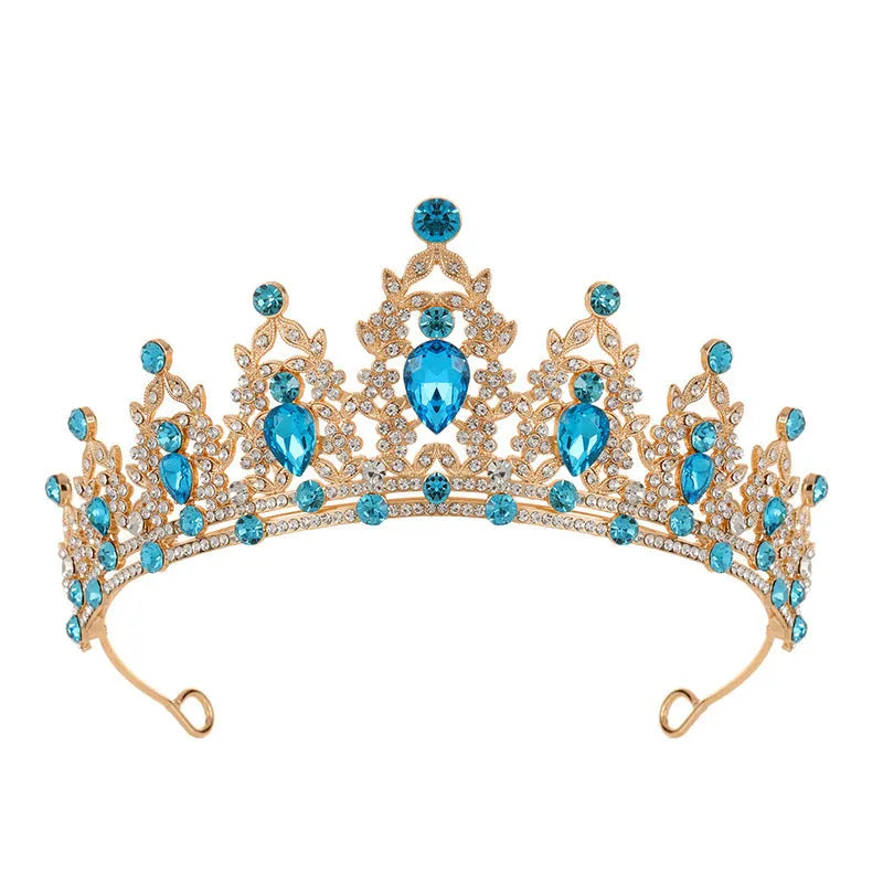 Baroque crown wedding headdress with rhinestone treatment in silver and gold colour options