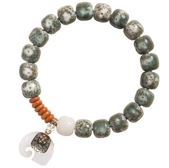 Jade green star moon bodhi bracelet unisex geometric 10mm natural stone handcrafted