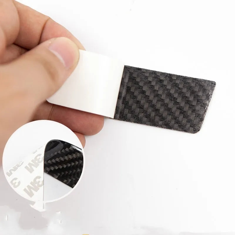 Four carbon fibre door handle patches for Tesla Model S with adhesive backing